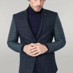 2 Button Arm Quilting Plaid Green Jacket-Wessi