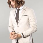 2 Button Bag Pocket Cream Jacket-Wessi