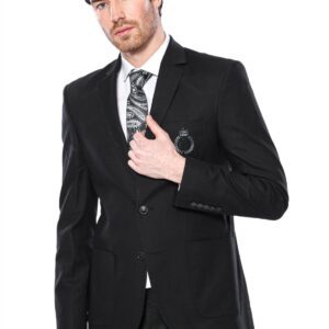 2 Button Bag Pocket Crested Black Jacket-Wessi