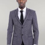 2 Button Bag Pocket Velvet Grey Jacket-Wessi