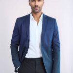 2 Button Mono Lapel Plain Cotton Navy Blue Jacket-Wessi