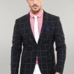 2 Button Plaid Wool Brown Jacket-Wessi