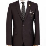 2 Buttons 2 Piece Brown Men Suit - Wessi