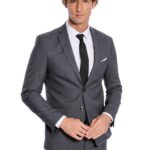 2 Buttons 2 Piece Grey Men Suit - Wessi