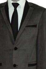 2-Buttons-Pocket-Piping-Velvet-Grey-Jacket-4