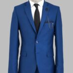 2 Piece 2 Buttons Blue Men Suit - Wessi
