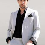 2 Piece Plain Slim Fit Grey Men Suit - Wessi