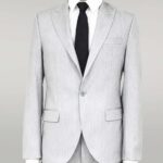 2 Piece Plain Slim Fit Light Grey Men Suit - Wessi