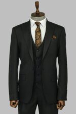 3 -Piece Single Button Peak Lapel Anthracite Men Suit