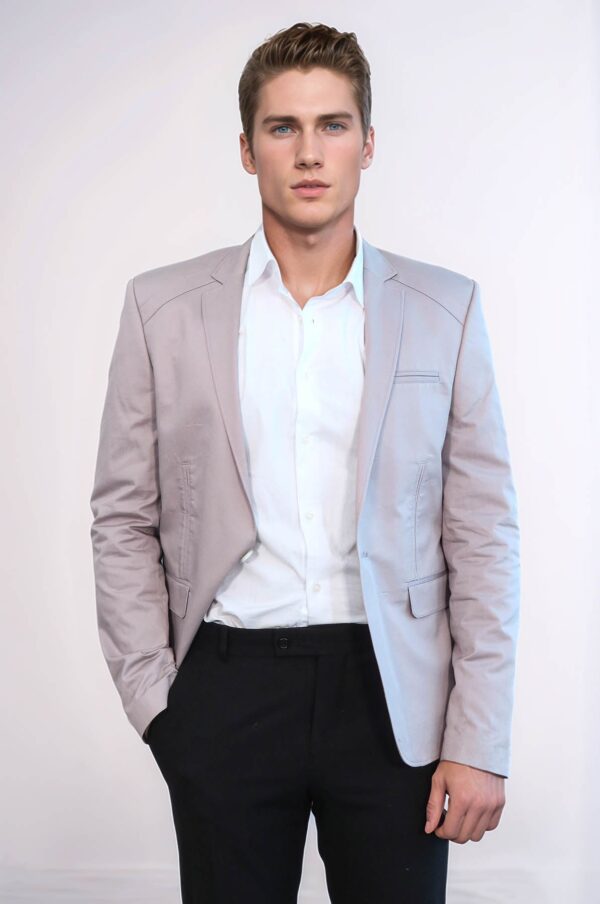 3 pocket Single Button Cotton Beige Jacket-Wessi