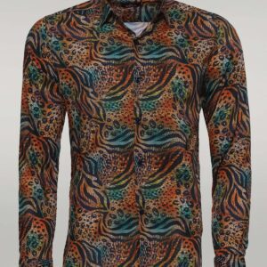Animal Patterned Long Sleeves Multicolor Men Shirt - Wessi