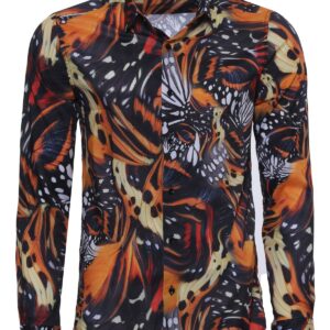Animal Patterned Long Sleeves Multicolor Men's Shirt - Wessi
