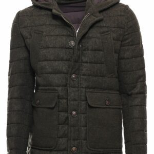 Bag Pocket Felt Hooded 4 Pocket Green Coat-Wessi
