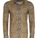 Beige Patterned Slim Fit Men's Shirt - Wessi