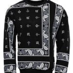 Black Patterned Crew Neck Sweater - Wessi