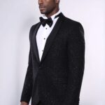 Black Shawl Lapel Sparkly Men Party Blazer - Wessi