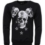 Black Skulls Printed Sweatshirt - Wessi