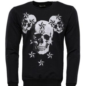 Black Skulls Printed Sweatshirt - Wessi