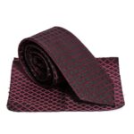 Black Square Patterned Men Burgundy Tie – Wessi