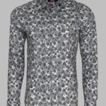 Bloom Patterned Dark Slim Fit Grey Men Shirt - Wessi