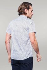 Blue-Floral-Patterned-Short-Sleeve-White-Men-Shirt-Wessi-2