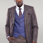 Brown Blue Checked Suit | Wessi