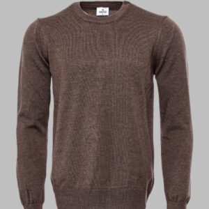 Brown Crew Neck Men Sweater - Wessi