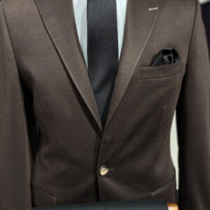 Brown Plain Slim-Fit Jacket - Wessi
