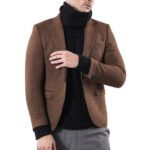 Brown Slim Fit Jacket for Men | Wessi