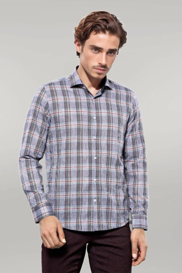 Casual Blue Plaid Shirt - Wessi