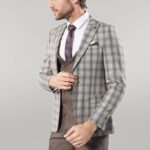 Checked Light Brown Mens Suit | Wessi