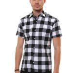 Checked Short Sleeve White-Black Men Shirt - Wessi