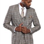 Checked Slim-Fit Beige Men Blazer - Wessi