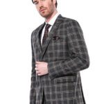 Checked Slim-Fit Black Men Blazer - Wessi