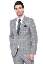 Checked-Slim-Fit-Grey-Men-Blazer-Wessi-2