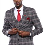 Checked Slim-Fit Grey Men Blazer - Wessi