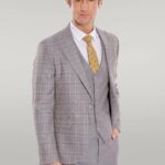 Checked Slim Fit Light Blue Men Suit - Wessi