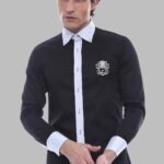 Cotton- Satin Black Men's Sport Shirt - Wessi