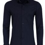 Dark Blue Tiny Check Patterned Slim Fit Shirt - Wessi