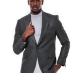 Dark Grey Patterned Slim Fit Blazer - Wessi