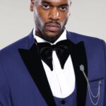 Detachable Lapel Blue Men Tuxedo - Wessi