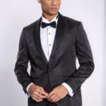 Dot Patterned Slim Fit Black Men Tuxedo Jacket - Wessi