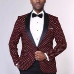 Dot Patterned Slim Fit Burgundy Men Dinner Jacket - Wessi
