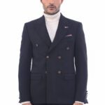 Double Breasted Slim Fit Black Blazer - Wessi