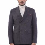 Double Breasted Slim Fit Brown Blazer - Wessi