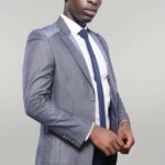 Double Button Bag Pocket Pointed Collar Dark Blue Jacket-Wessi