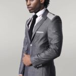 Double Button Bag Pocket Pointed Collar Grey Jacket-Wessi