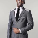 Double Button Bag Pocket Pointed Collar Grey Jacket-Wessi