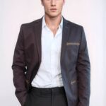 Double Button Mono Lapel Bag Pocket Cotton Brown Jacket-Wessi