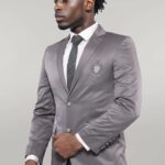 Double Button Mono Lapel Crested Light Smoked Jacket-Wessi